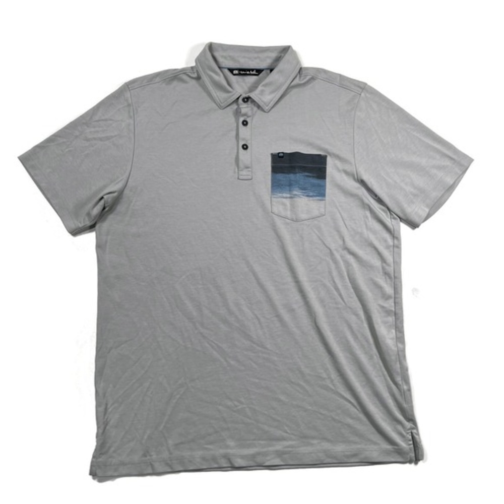 Travis Mathew Polo Shirt Mens XL Pocket Gray Short Sleeve Golf 77478-00